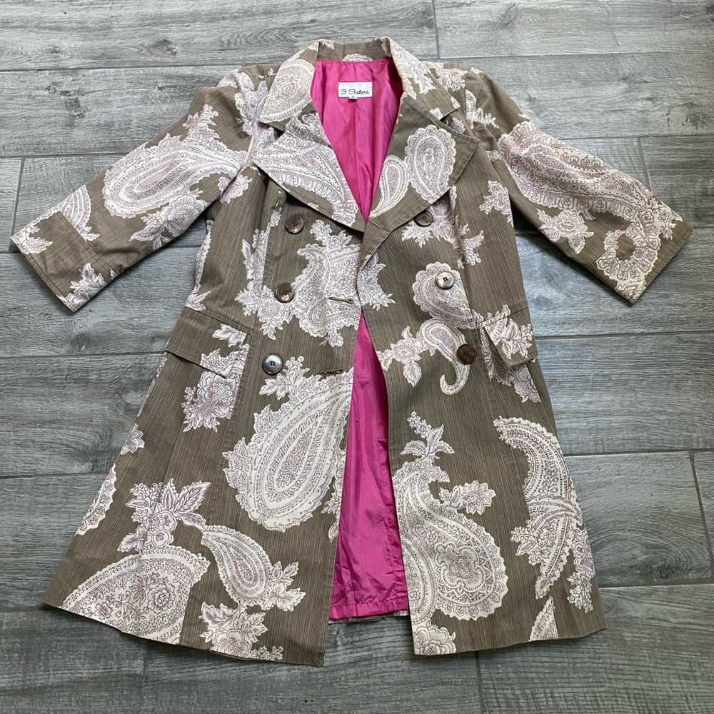 3 Sisters 3/4 Sleeve Trench, Size Small